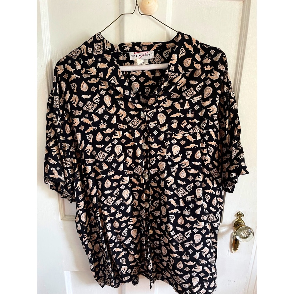 Apriori by Estrada vintage dandy black patterned button-down